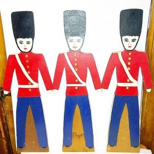 Vintage Nutcracker Soldier Wood Cutouts Handcrafted 21" H